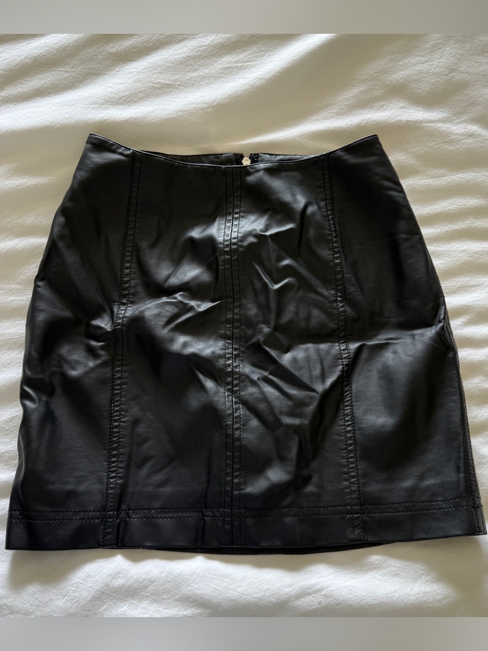 Free People Black Faux Leather Mini Skirt